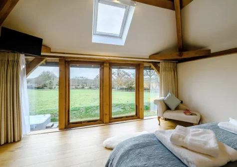 The bedroom at Weston Farm Barn, East Knowstone