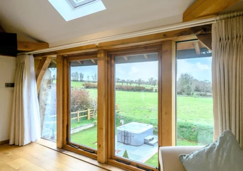 The view from the bedroom at Weston Farm Barn, East Knowstone
