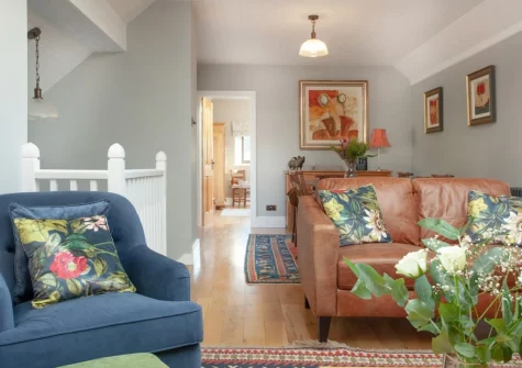 The living area at Wheelwright Cottage, Branscombe
