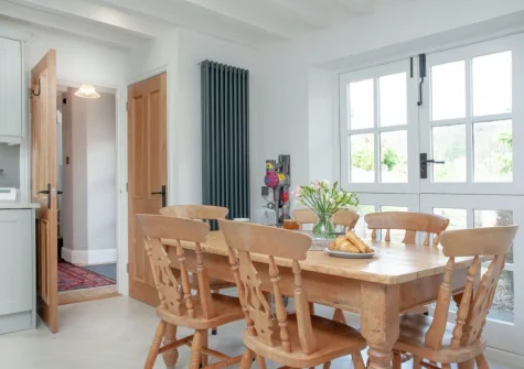 The kitchen dining area at Wheelwright Cottage, Branscombe