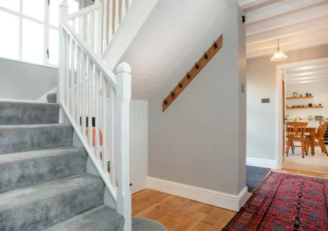 The stairs up to the first floor at Wheelwright Cottage, Branscombe