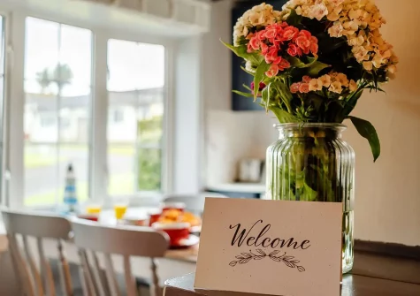 The dining area at White Cloud Cottage, Brixham