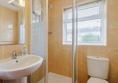The shower room at White Cloud Cottage, Brixham