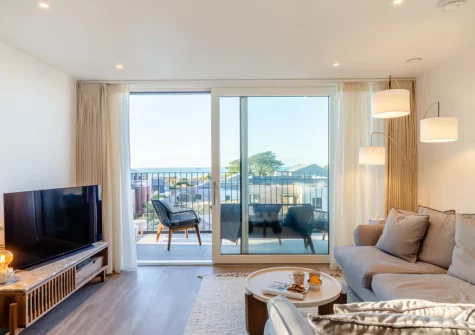 The living area at White Dunes, Constantine Bay