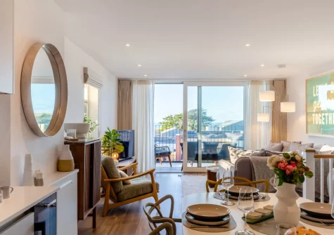 The living area at White Dunes, Constantine Bay