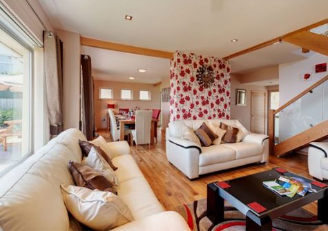 The living area at Whitehorses, Dawlish