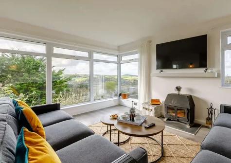 The living room at Whitestone Farm, Lee