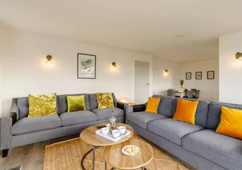 The living room at Whitestone Farm, Lee