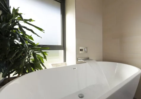 The bathroom at Whitewood, Carnhell Green