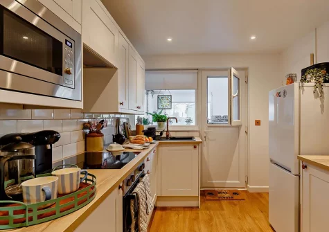 The kitchen at Wild Rose Cottage, Illogan