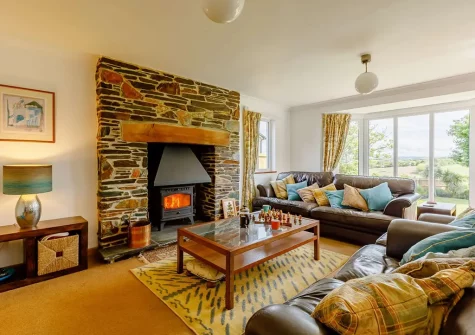 The living room at Wildwood, Bude