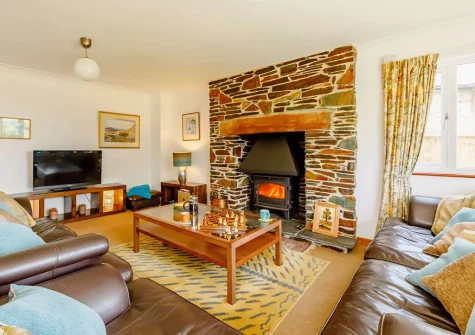 The living room at Wildwood, Bude