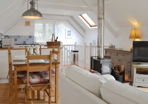 The living & dining area at Willow Barn, Polmassick