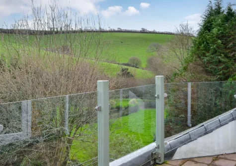 The countryside views from the balcony at Willow Barn, Polmassick
