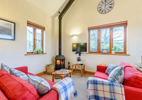 The living area at Windbury Barn, Hartland