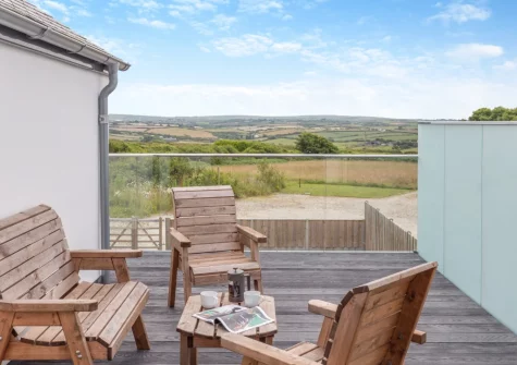 Bedroom #2 balcony & outdoor sitting area at Windmill View, Trevone
