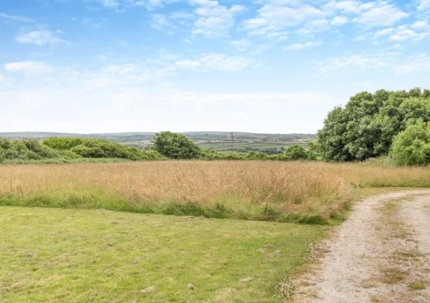 The fantastic countryside side view from the balcony at Windmill View, Trevone
