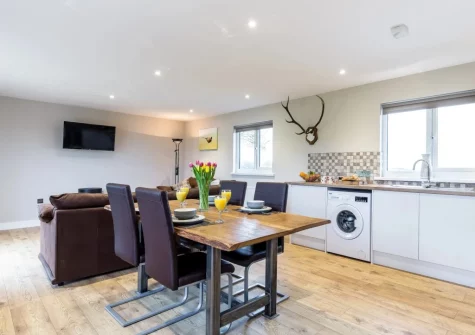 The kitchen & dining area at Windwhistle Lodge, South Molton