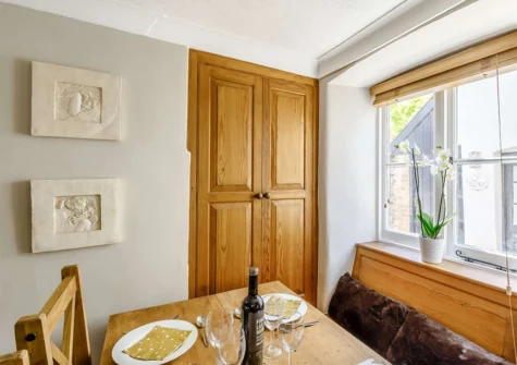 The dining area at Wisteria Cottage, Topsham
