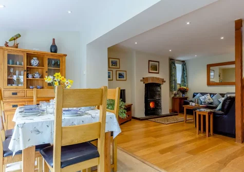 The dining area at Withymore Cottage, Malborough