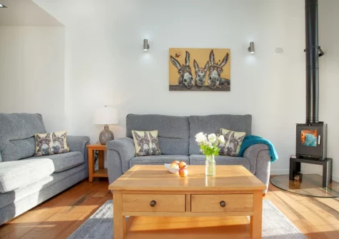 The living area at Wonkey Donkey Cottage at Stoneleigh Holiday Village, Weston
