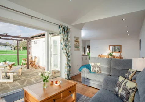 The living area at Wonkey Donkey Cottage at Stoneleigh Holiday Village, Weston