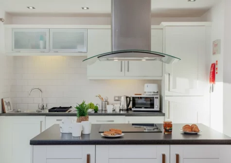 The kitchen at Wonkey Donkey Cottage at Stoneleigh Holiday Village, Weston