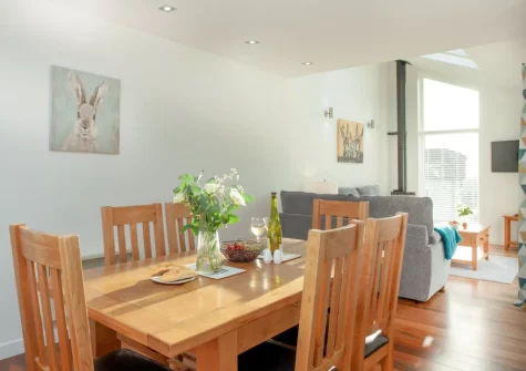 The dining area at Wonkey Donkey Cottage at Stoneleigh Holiday Village, Weston