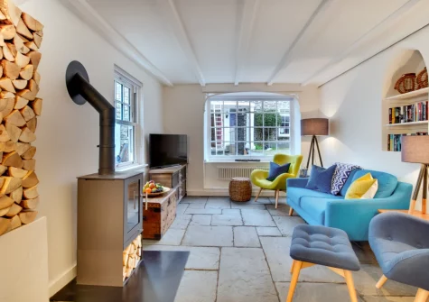 The living room at Woodbine Cottage, Padstow