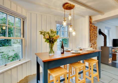 The dining area at Woodbine Cottage, Padstow