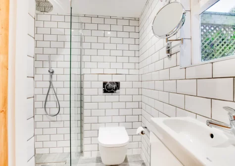 The shower room at Woodbine Cottage, Padstow