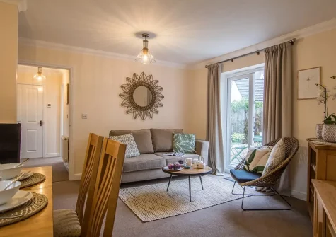 The living area at Woodland Cottage, Bampton