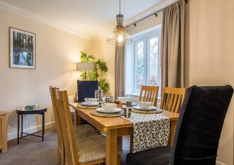 The dining area at Woodland Cottage, Bampton