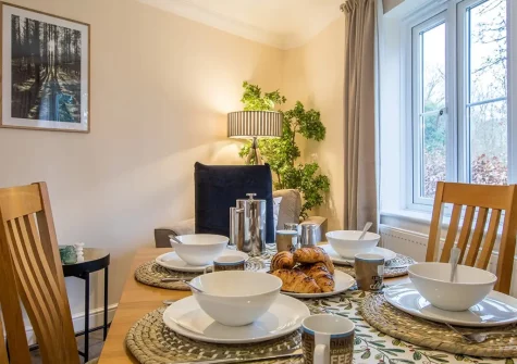 The dining area at Woodland Cottage, Bampton