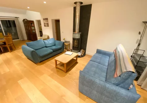 The living room at Woodlands Close, Treator