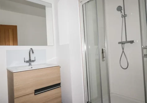 The shower room at Woodlands Close, Treator