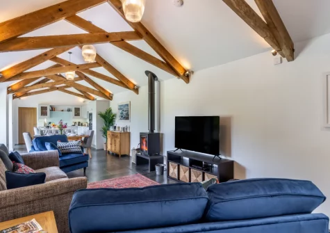 The living area at Woodside Barn, Hartland