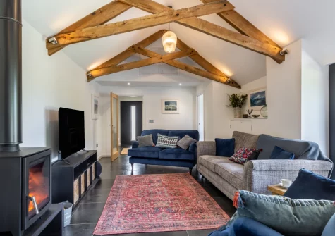 The living area at Woodside Barn, Hartland