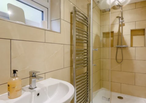 Bedroom #1 en-suite shower room at Woodside, Westward Ho!