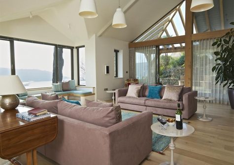 The living area at Woodwell, Salcombe