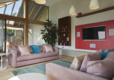 The living area at Woodwell, Salcombe