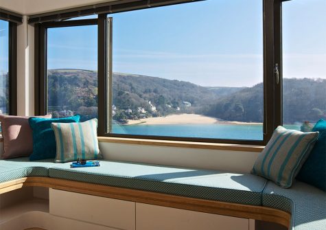 The living area at Woodwell, Salcombe