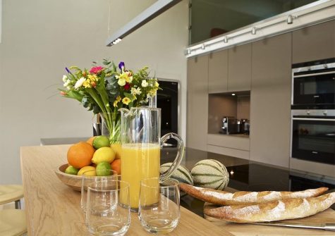 The kitchen at Woodwell, Salcombe