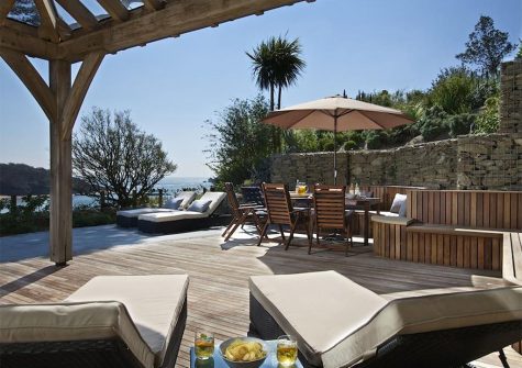 The outdoor patio at Woodwell, Salcombe