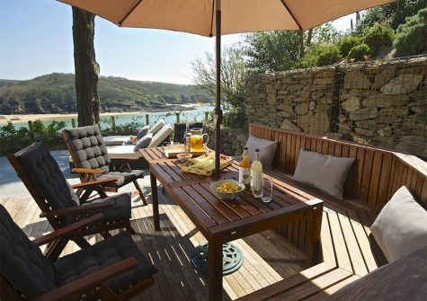 The outdoor patio at Woodwell, Salcombe