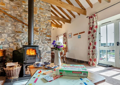 The living room at Woolstone Dunstanvilles Dairy, Box's Shop