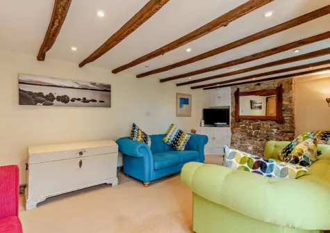 The cozy snug at Woolstone Farmhouse, Box's Shop