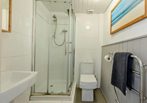 Bedroom #2 en-suite shower room at Woolstone Farmhouse, Box's Shop