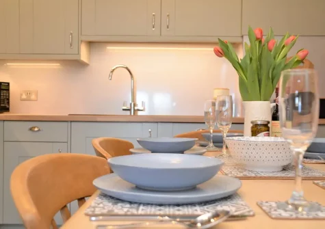 The kitchen & dining area at Woolstone Grenvilles Granary, Box's Shop
