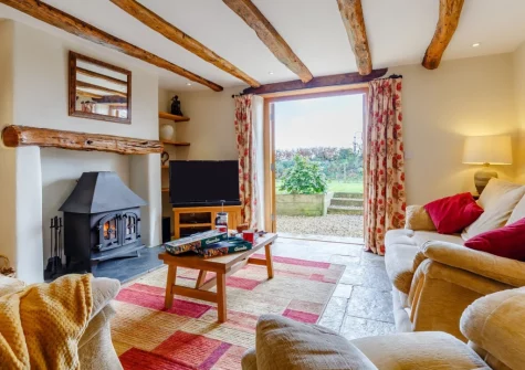 The living area at Wrens Thatch, Ebberley